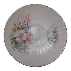 Royal Stafford Bone China Floral Saucer with Gold Rim – Made in England, 1960